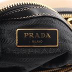Prada Shoulder Bag Logo Jacquard Beige Black Canvas Leather — view 4