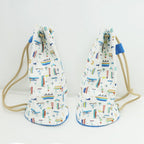 Hermes Petite Chartier Drawstring Bag Shoulder Hand Marine Print — view 4