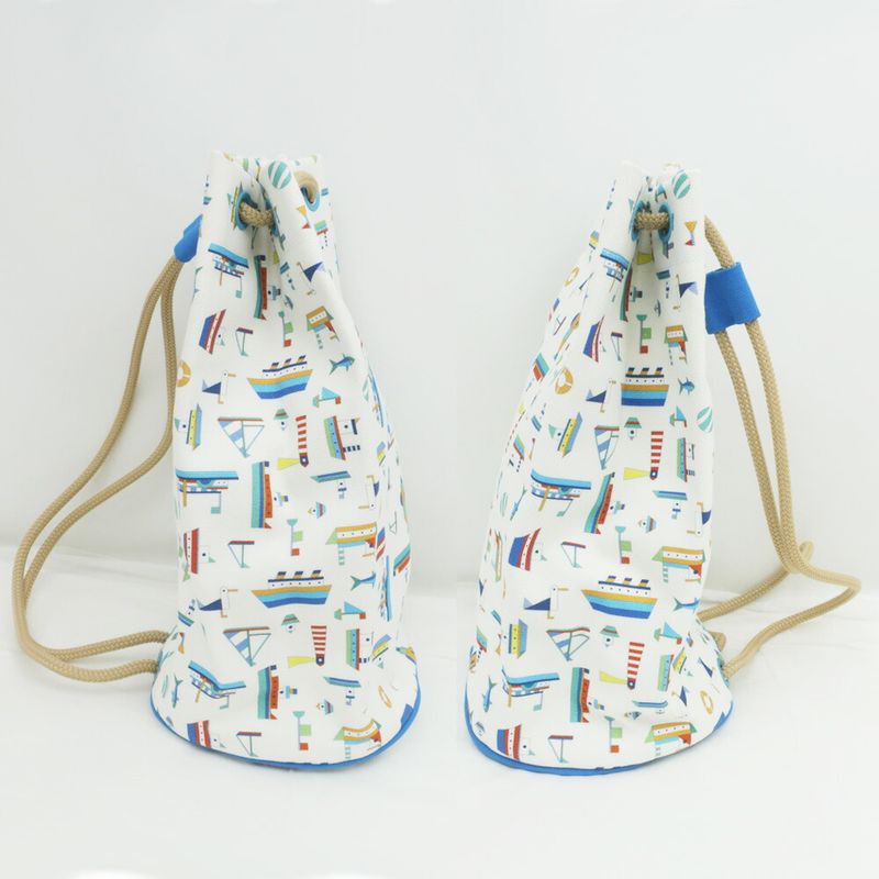Hermes Petite Chartier Drawstring Bag Shoulder Hand Marine Print — view 4