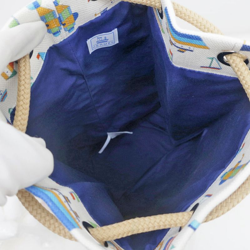 Hermes Petite Chartier Drawstring Bag Shoulder Hand Marine Print — view 6