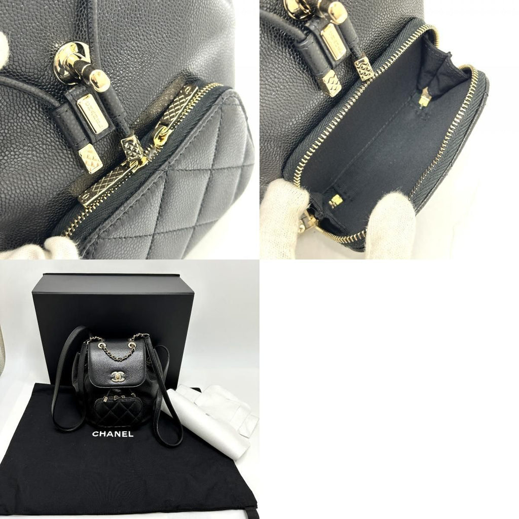 Chanel Rucksack Turnlock As3530 Grain Calf Leather Black — view 9