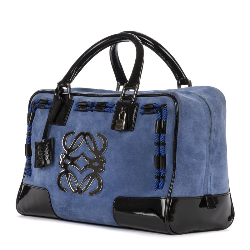 Loewe Limited Edition Amazona Boston Blue Black Suede Leather Patent — view 3