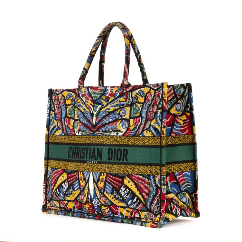 Dior Butterfly Book Tote Green Multicolor Print Canvas — view 3
