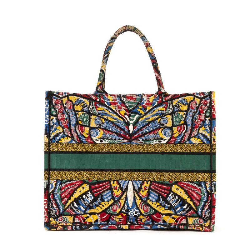 Dior Butterfly Book Tote Green Multicolor Print Canvas — view 5