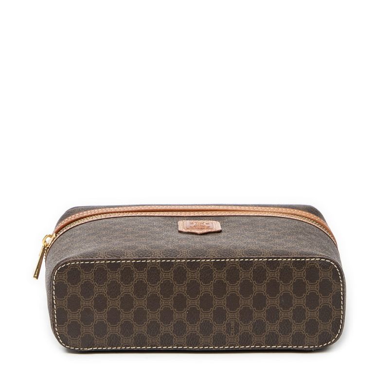 Celine Top Handle Toiletry Pouch Brown Macadam Canvas AB — view 7