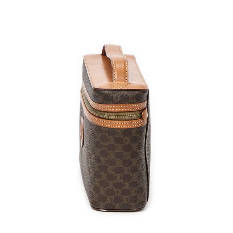 Celine Top Handle Toiletry Pouch Brown Macadam Canvas AB — view 4