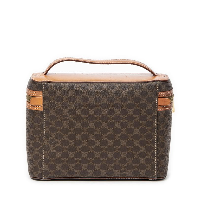 Celine Top Handle Toiletry Pouch Brown Macadam Canvas AB — view 6