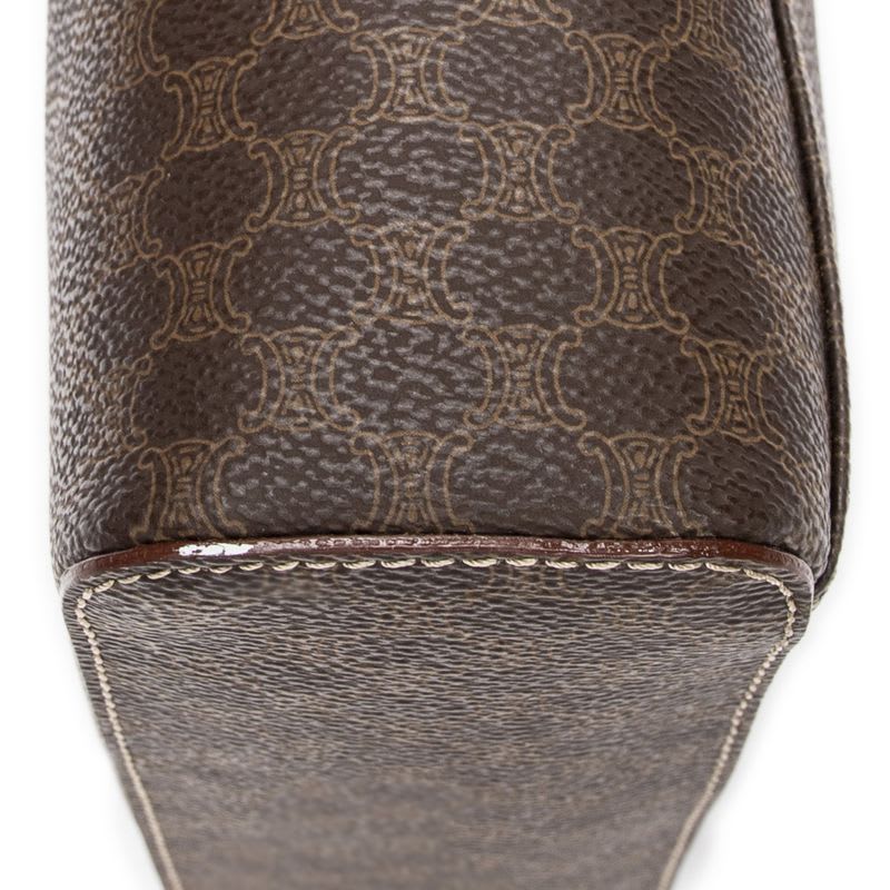 Celine Top Handle Toiletry Pouch Brown Macadam Canvas AB — view 9