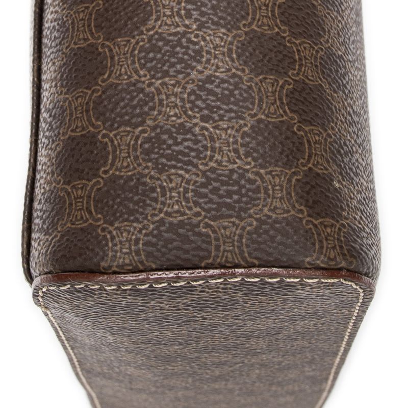 Celine Top Handle Toiletry Pouch Brown Macadam Canvas AB — view 8