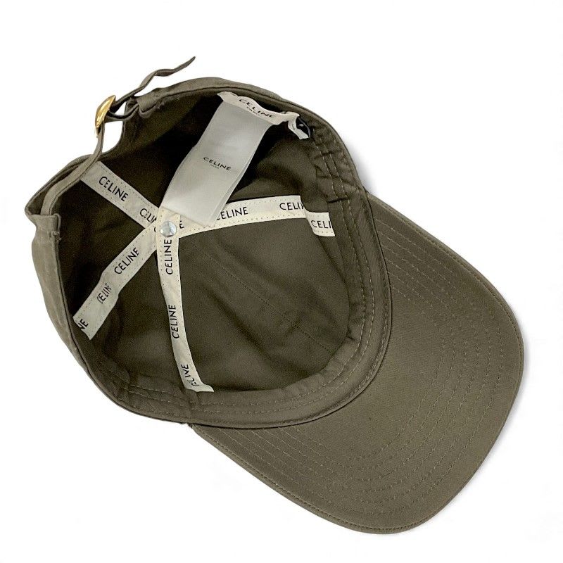Celine Cap Hat Cotton Khaki White Gold Triomphe — view 6