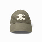 Celine Cap Hat Cotton Khaki White Gold Triomphe — view 2