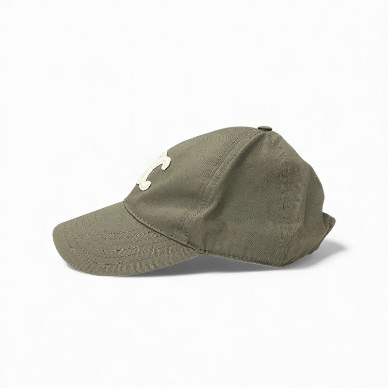 Celine Cap Hat Cotton Khaki White Gold Triomphe — view 3