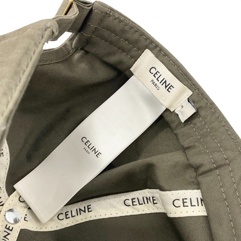 Celine Cap Hat Cotton Khaki White Gold Triomphe — view 7