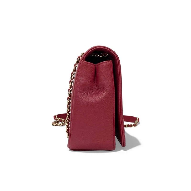 Chanel Bag Shoulder Pink Gold V Stitch Lambskin Turnlock Double