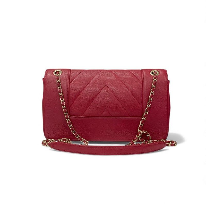 Chanel Bag Shoulder Pink Gold V Stitch Lambskin Turnlock Double