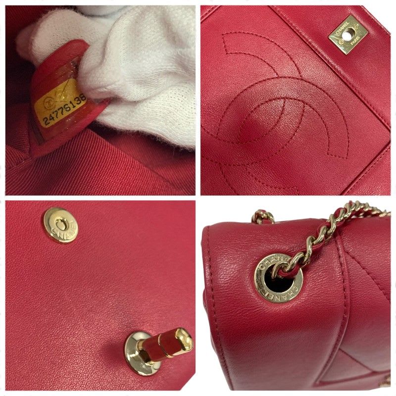 Chanel Bag Shoulder Pink Gold V Stitch Lambskin Turnlock Double