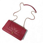 Chanel Bag Shoulder Pink Gold V Stitch Lambskin Turnlock Double