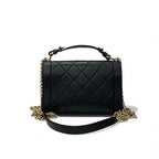 Chanel Bag Shoulder Black Gold Click Label Logo Single Flap Chain 2-Way