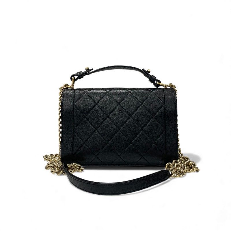 Chanel Bag Shoulder Black Gold Click Label Logo Single Flap Chain 2-Way