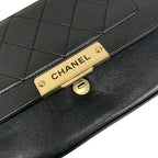 Chanel Bag Shoulder Black Gold Click Label Logo Single Flap Chain 2-Way