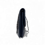 Chanel Bag Shoulder Lambskin Navy Silver Quilted Turnlock