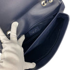 Chanel Bag Shoulder Lambskin Navy Silver Quilted Turnlock
