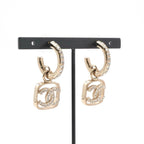 Chanel Earrings Gold Coco Mark Half Hoop Rhinestone — view 8