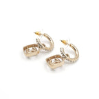Chanel Earrings Gold Coco Mark Half Hoop Rhinestone — view 4