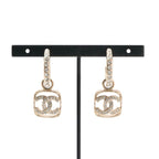 Chanel Earrings Gold Coco Mark Half Hoop Rhinestone — view 7