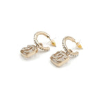 Chanel Earrings Gold Coco Mark Half Hoop Rhinestone — view 3