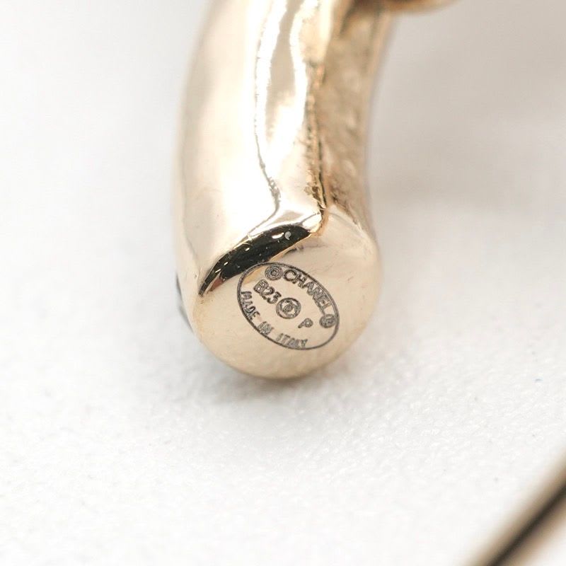 Chanel Earrings Gold Coco Mark Half Hoop Rhinestone — view 6