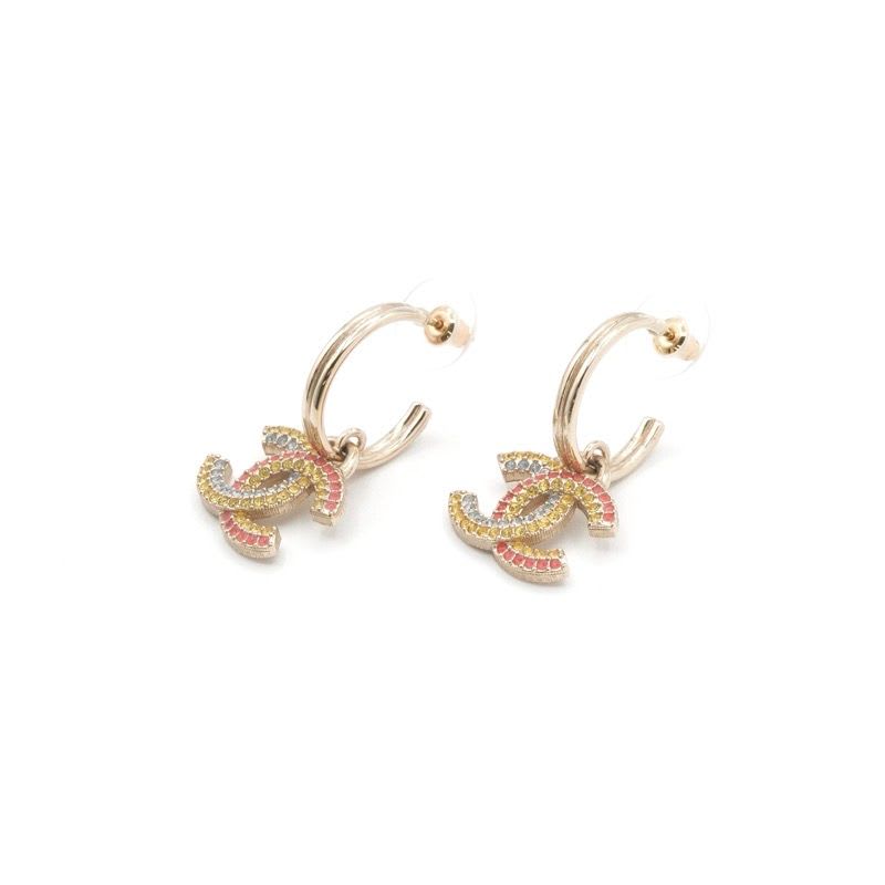 Chanel Gold Multicolor Coco Mark Hoop Rhinestone — view 3
