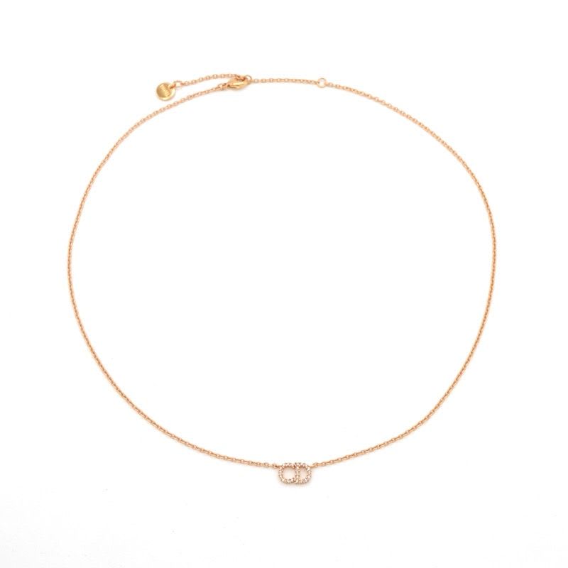 Christian Dior Clairdlune Necklace Pendant Choker Gold CD Logo Rhinestone — view 3