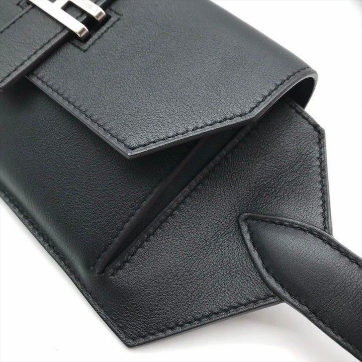 Hermes Elan Pocket Swift Waist Pouch Belt Bag Black Silver — view 4