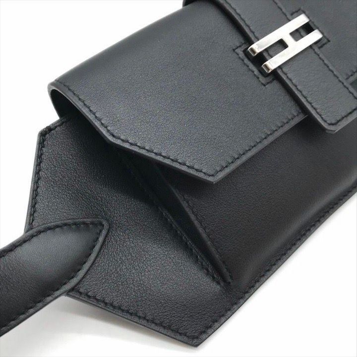 Hermes Elan Pocket Swift Waist Pouch Belt Bag Black Silver — view 5