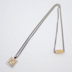 Fendi FF Logo Square Necklace Gold Color Silver — view 2