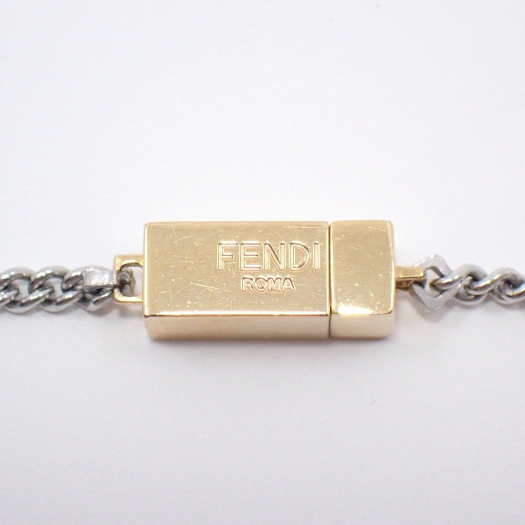 Fendi FF Logo Square Necklace Gold Color Silver — view 5