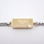 Fendi FF Logo Square Necklace Gold Color Silver — view 5