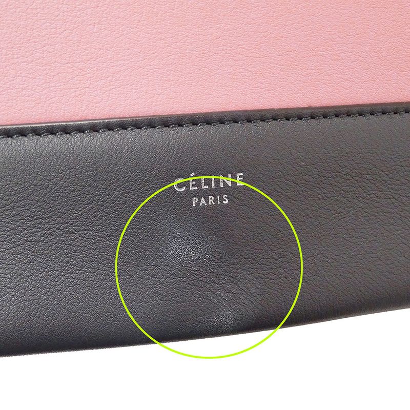 Celine Bag Shoulder Leather Frame Medium Pink Charcoal — view 6