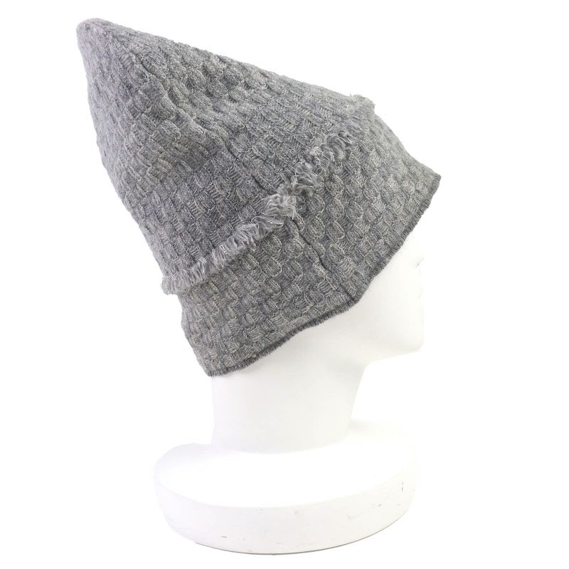 Chanel 16 B Cashmere Coco Mark Fringe Design Lame Thread Beanie Knit Cap — view 5