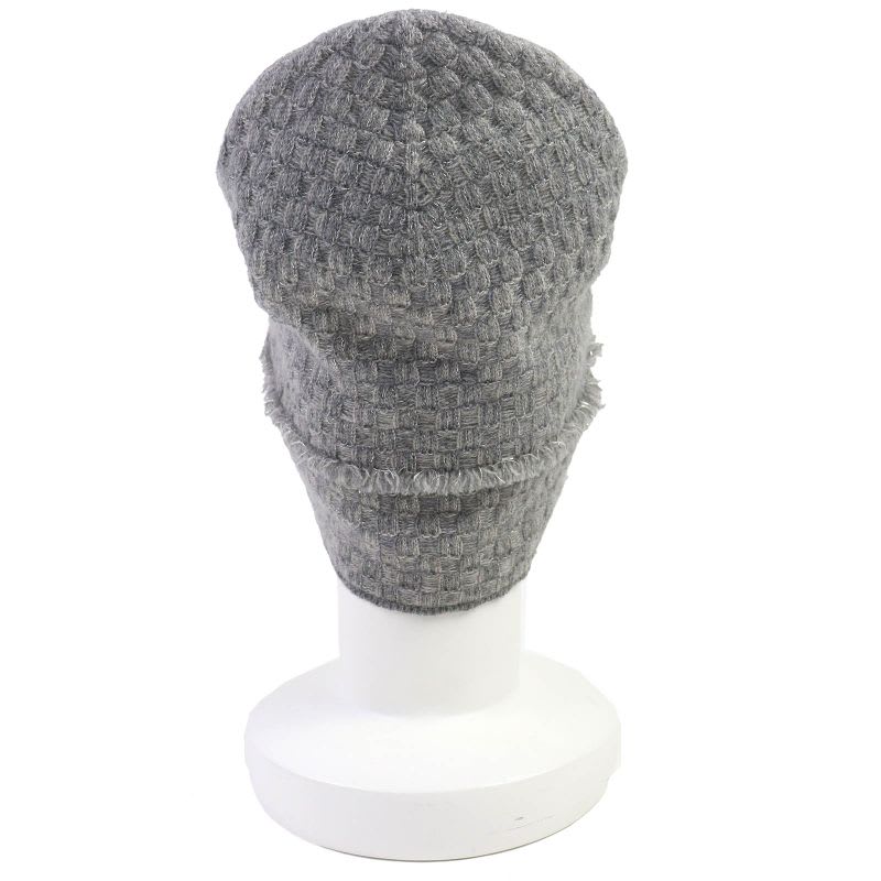 Chanel 16 B Cashmere Coco Mark Fringe Design Lame Thread Beanie Knit Cap — view 6