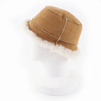 Loewe Logo Leather Shearling Bucket Hat Brown 57 — view 3