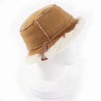 Loewe Logo Leather Shearling Bucket Hat Brown 57 — view 5