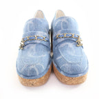 Chanel 23 B Chain Decoration Denim Loafers Indigo With Coco Mark Hardware — view 4
