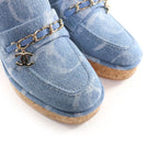 Chanel 23 B Chain Decoration Denim Loafers Indigo With Coco Mark Hardware — view 8