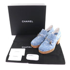 Chanel 23 B Chain Decoration Denim Loafers Indigo With Coco Mark Hardware — view 2