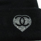 Chanel 100% Cashmere Coco Mark Knit Cap With Rhinestones Black — view 7