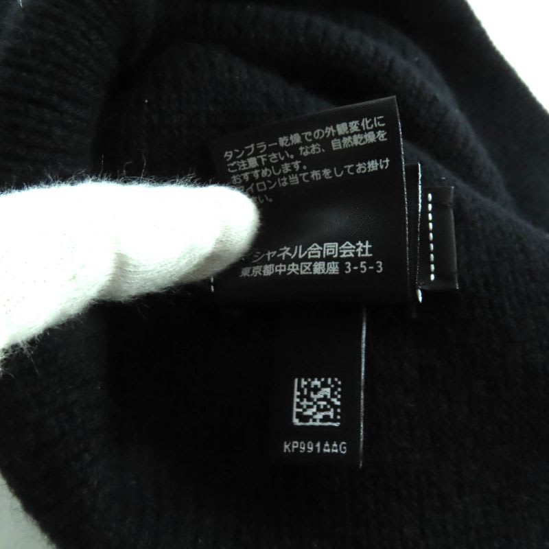 Chanel 100% Cashmere Coco Mark Knit Cap With Rhinestones Black — view 9