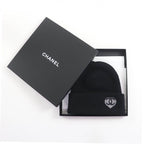 Chanel 100% Cashmere Coco Mark Knit Cap With Rhinestones Black — view 2