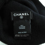 Chanel 100% Cashmere Coco Mark Knit Cap With Rhinestones Black — view 8